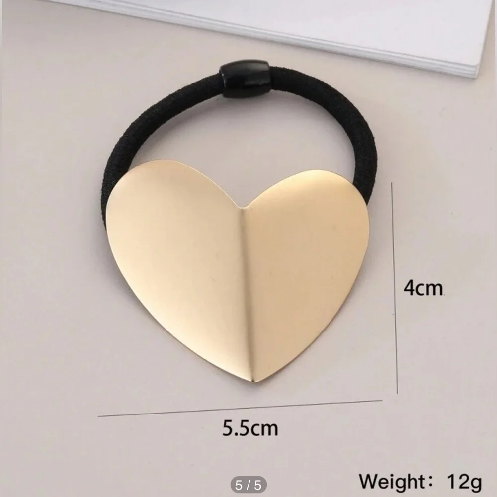 3pc Heart hair accessory set gold jewelry barrette claw clip teen prom bridal